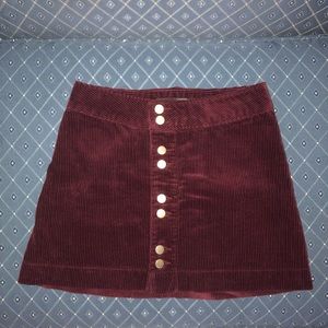 Abercrombie & Fitch burgundy corduroy button up skirt SIZE 2